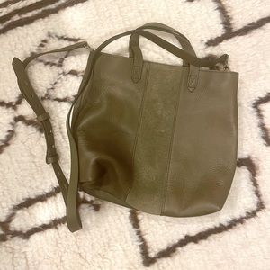 MADEWELL NWT Suede Stripe Transport Leather Tote